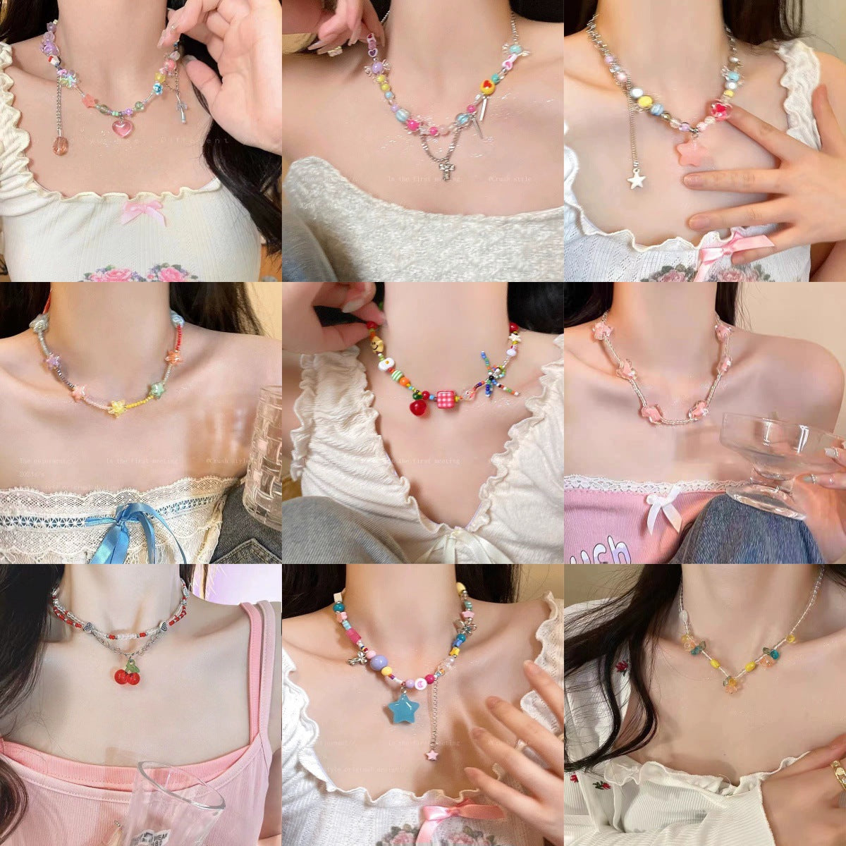 2025New Dopamine Color Apple XINGX Beaded Necklace Internet Celebrity Light Luxury Minority Summer Colorful Clavicle Chain