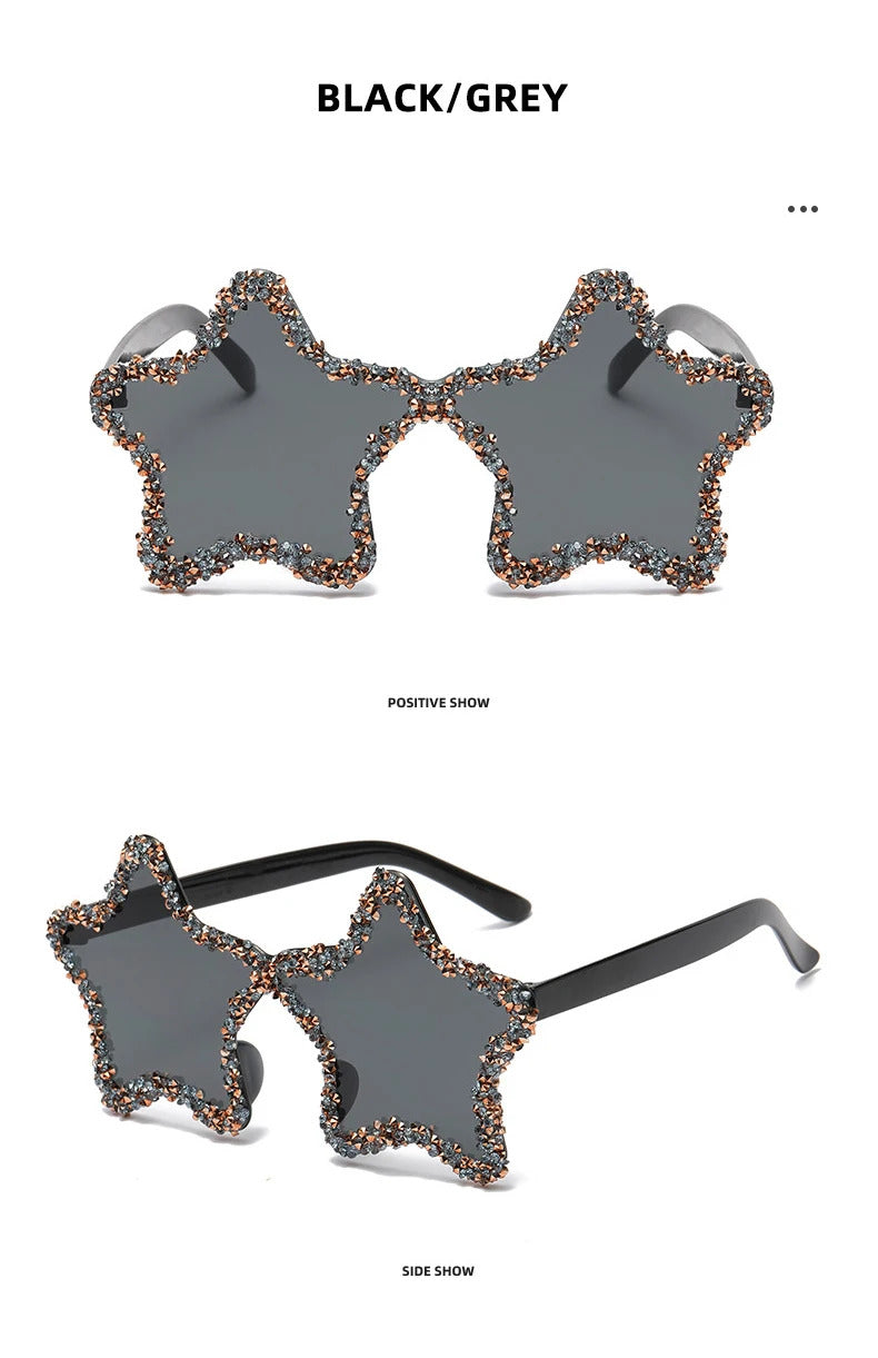 Luxury Diamond Star Shape Sunglasses Women Trends Rhinestone Shiny Sun Glasses Ladies Punk Rimless Style Eyewear gafas de sol