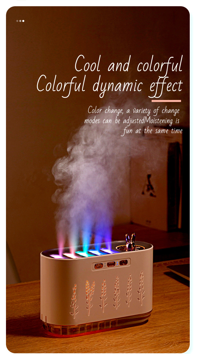 Air Humidifier for Home, Silent Bedroom Five-Hole Spray Aromatherapy, Creative Dynamic Colorful Sound-Controlled