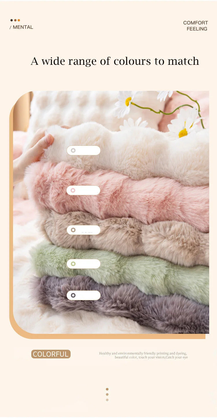 Rabbit Plush Sofa Cover Winter Thickening Warm Plush Cushions Non-Slip Living Room Leather Sofa Backrest Armrests Super Soft