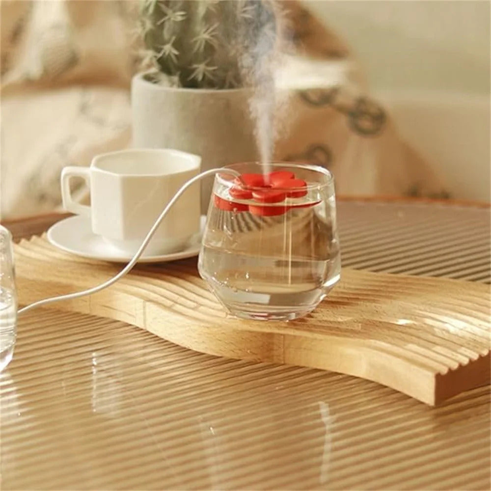 Portable Air Humidifier Petal Shaped Mini Ultrasonic Air Humidifier DC 5V 1A Aromatherapy Humidifiers Diffusers for Home Bedroom