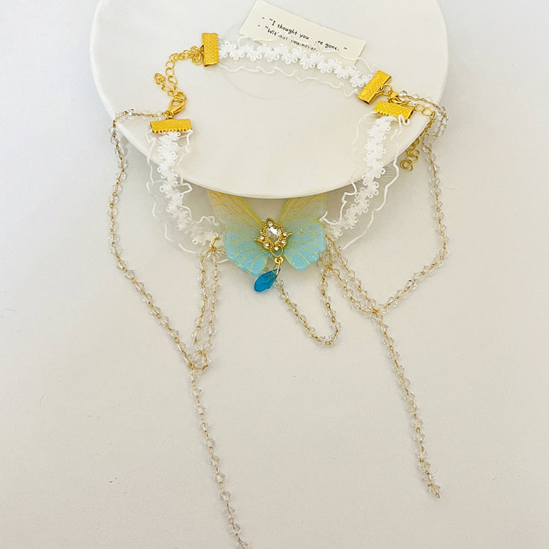 Pure Desire Lace Butterfly Tassel Arm Ring Niche Design Ins Style Leg Chain Bracelet Exquisite Body Chain New Hand Jewelry