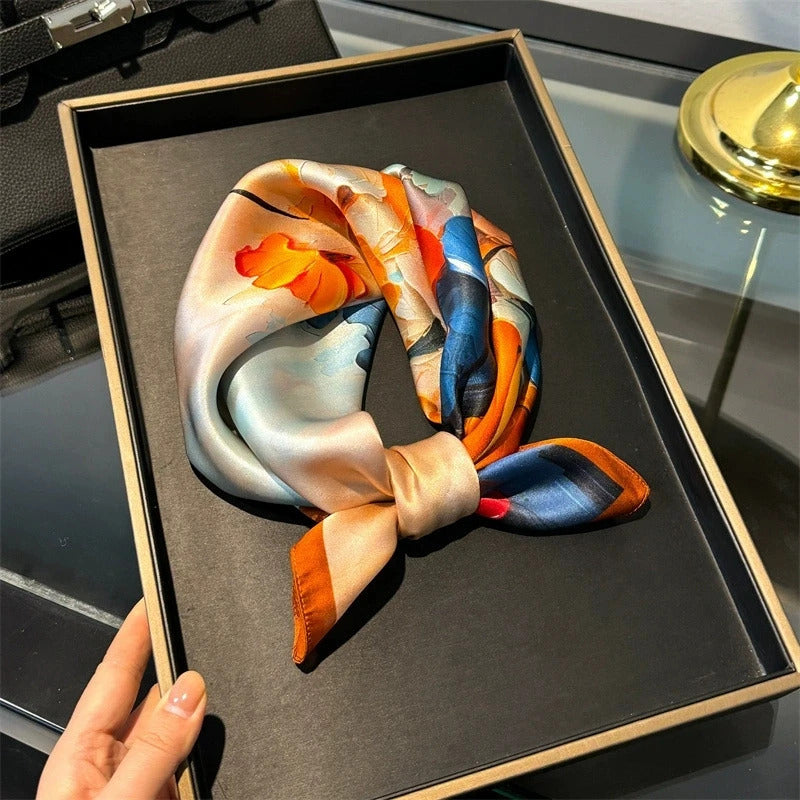 Scarf 100% Silk Bandana Women Square Scarves Wrap Kerchief Mulberry Spring Fashion Luxury High Quality Headband Hijab Shawls