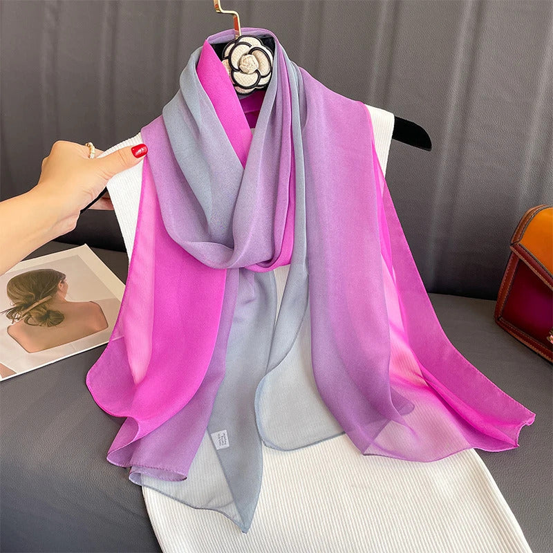 2023 New Fashion Summer Women Soild Color Beach Scarf Silk Shawls Headband Female Headband Wraps Sunscreen Hijab Wholesale
