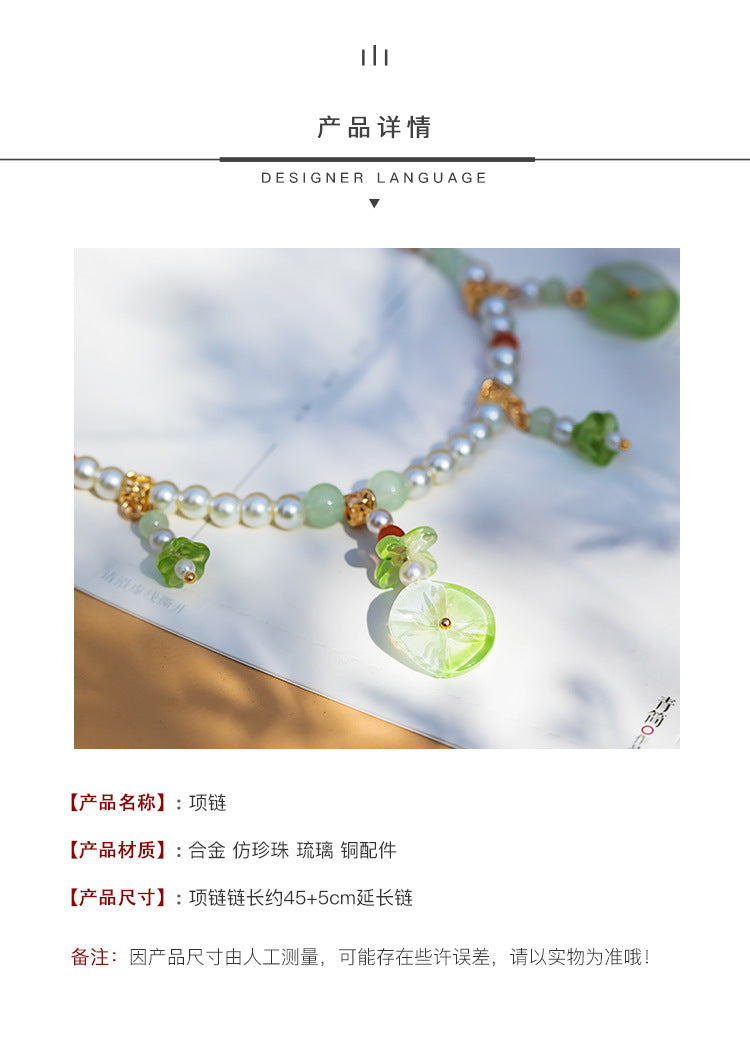 In Stock Hanfu Accessories Necklace Daily Fresh Necklace for Women Retro Pearl Pendant Ancient Style Jewelry（TB14.9）