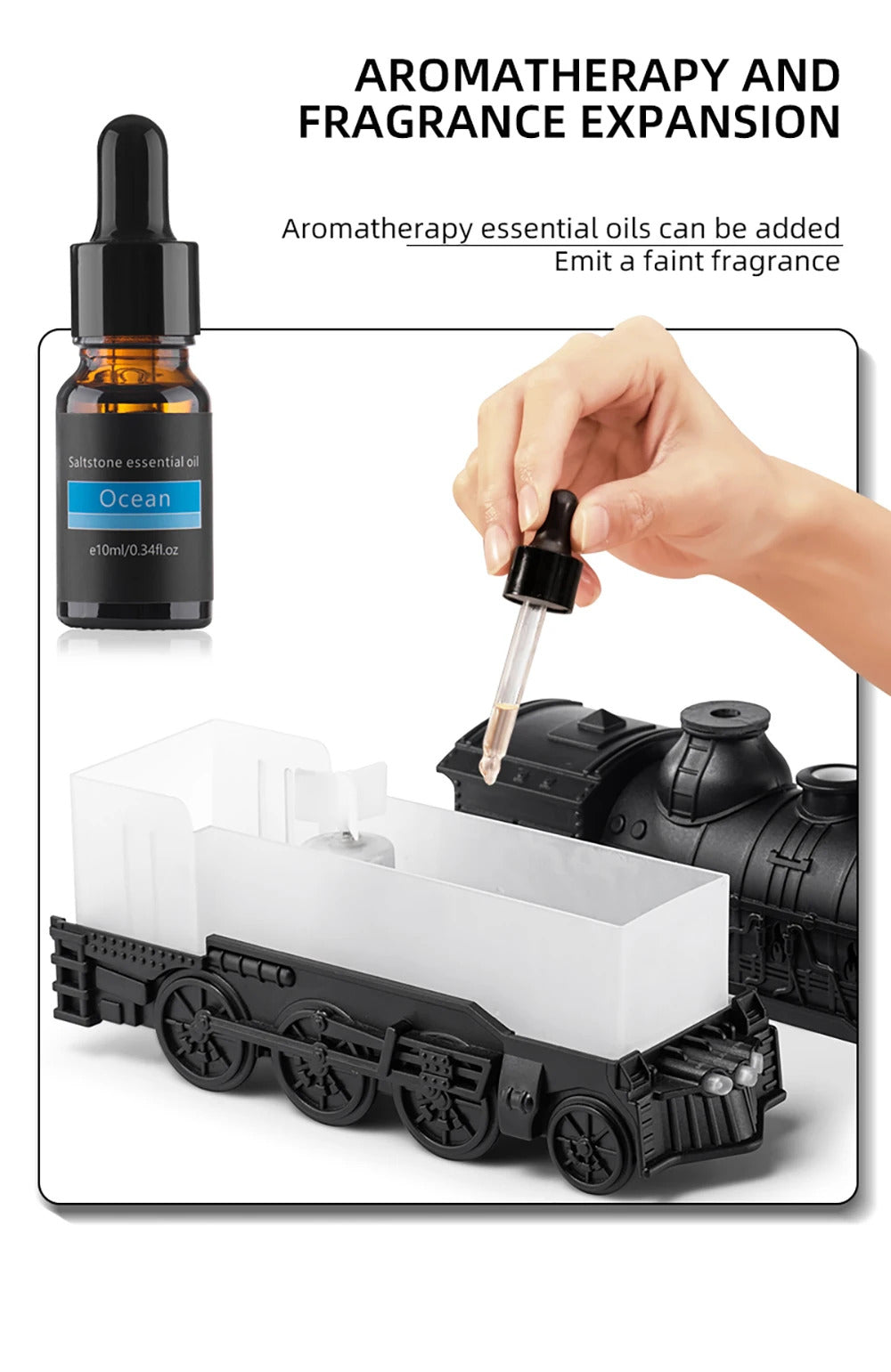 Retro Train Air Humidifier Ultrasonic Aromatherapy Diffusers Mist Maker Fragrance Essential Oil Aroma Difusor Remote control