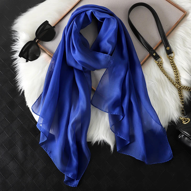 2023 New Fashion Summer Women Soild Color Beach Scarf Silk Shawls Headband Female Headband Wraps Sunscreen Hijab Wholesale
