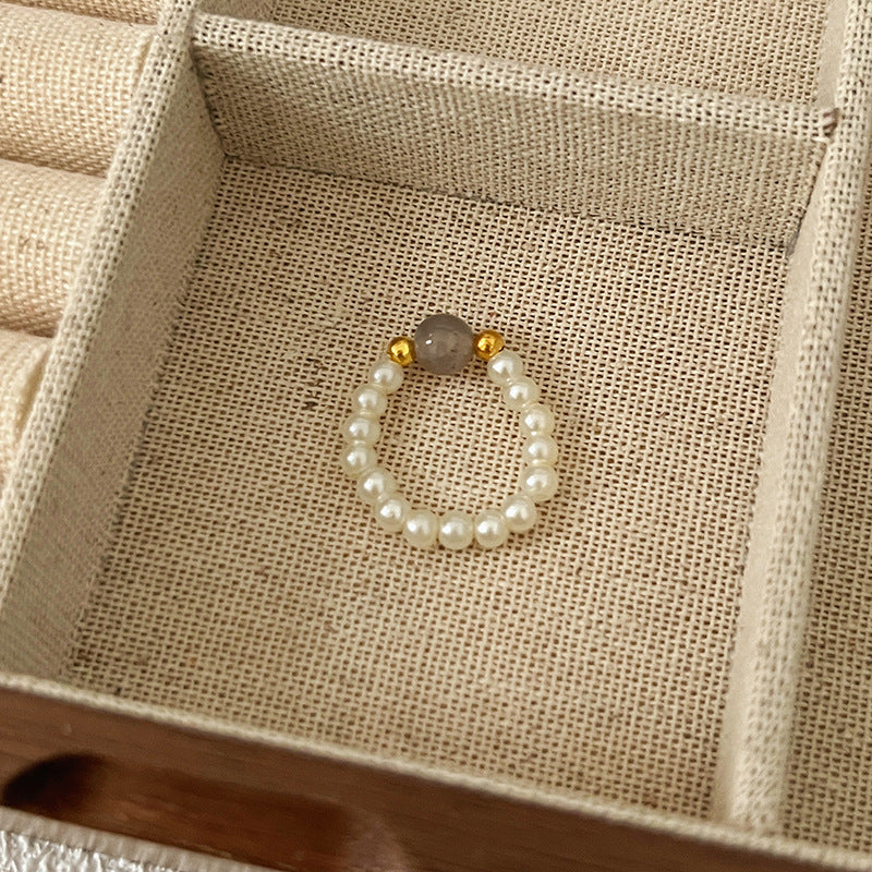 Color Crystal Beaded Ring Niche Design High-grade Finger Ring Light Luxury Elegant All-match Ring Accessories