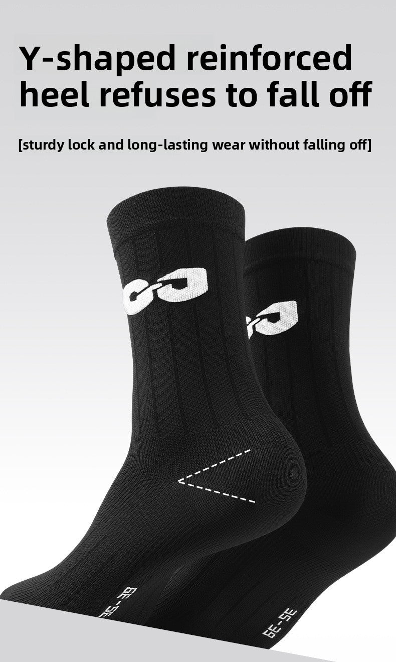 Outdoor Sports Cycling Socks for Men and Women, Breathable, Sweat-Absorbent, Quick-Drying, Odor-Resistant, Lycra, Basketball, Soccer, Running, Mid-Calf Socks