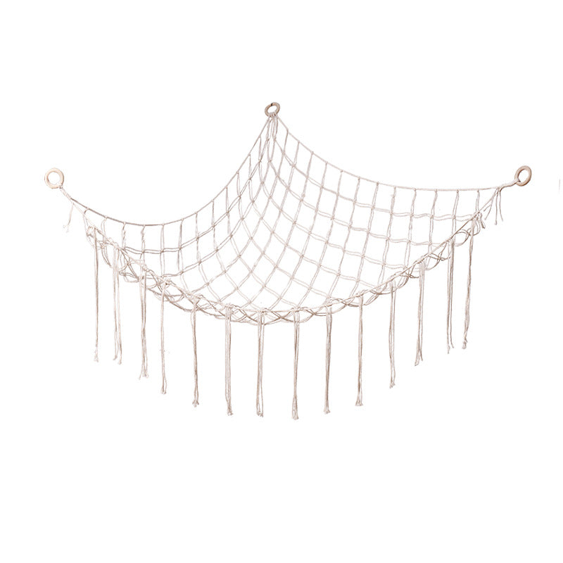 Handwoven Children's Room Corner Toy Storage Hammock Bedroom Decoration Triangle Plush Toy Storage Net