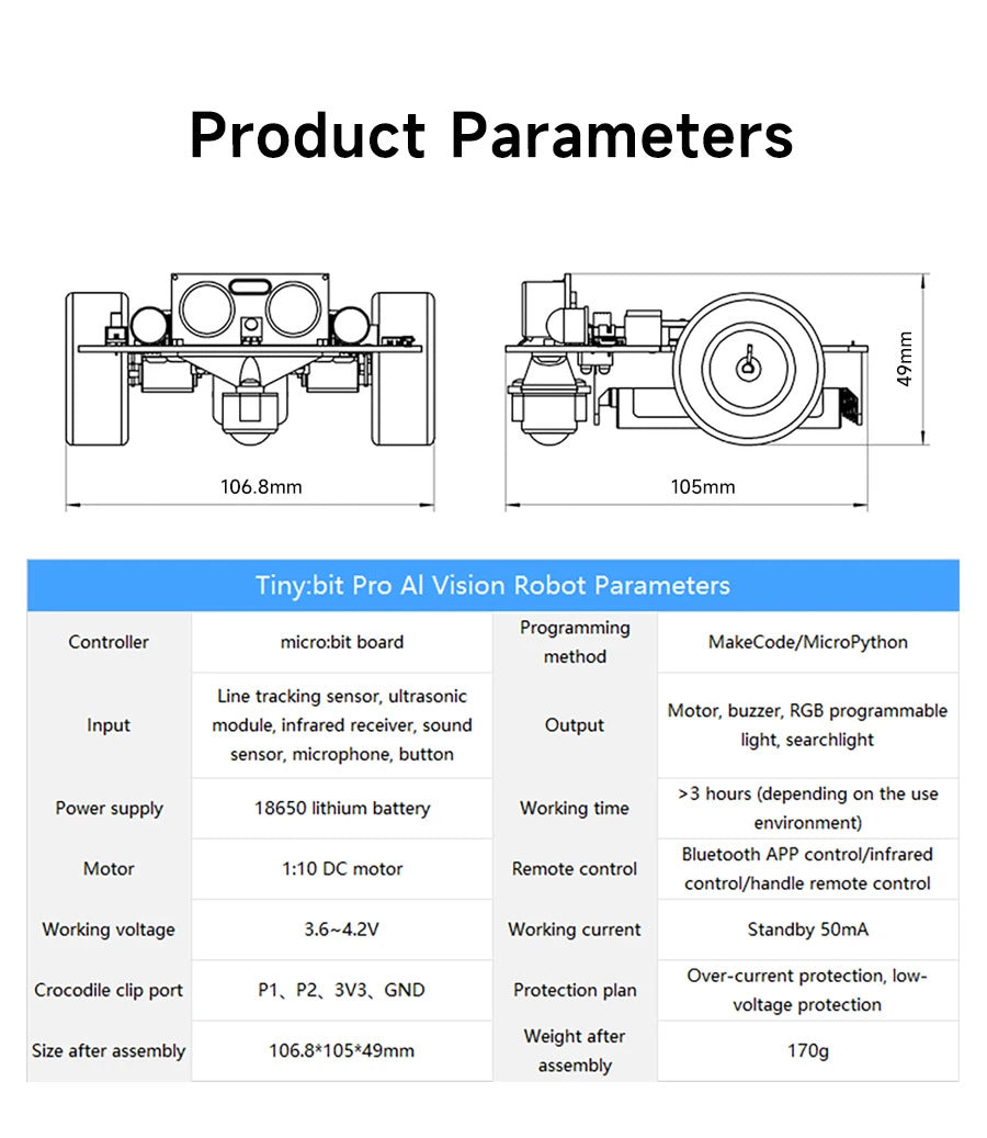 Yahboom Microbit Car Programmable Toys Coding Robotics for Microbit V2 V1 with Battery CE RoHS For STEM Education Microbit Robot