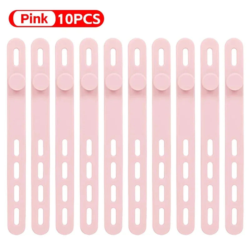 Silicone Cable Winder Charge Line Management Adjustable Straps Lock Cable Tie Straps for Home Office Reusable Data Wire Managers