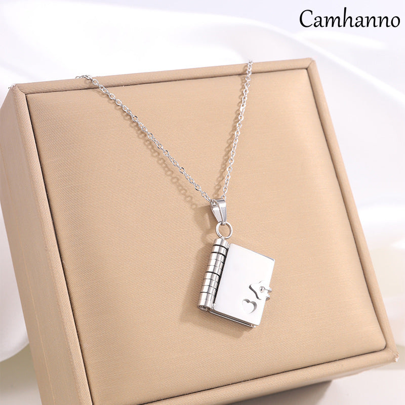 Titanium Steel Women's Love Letter Necklace Openable Pendant Couple New Style Personality Temperament Necklace Clavicle Chain