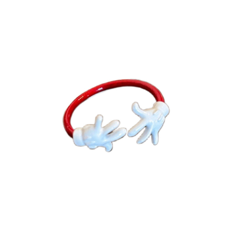 Cute Cartoon Funny Mickey Ring for Girls Fashionable Unique Niche Index Finger Ring Minimalist Style Simple Open Ring