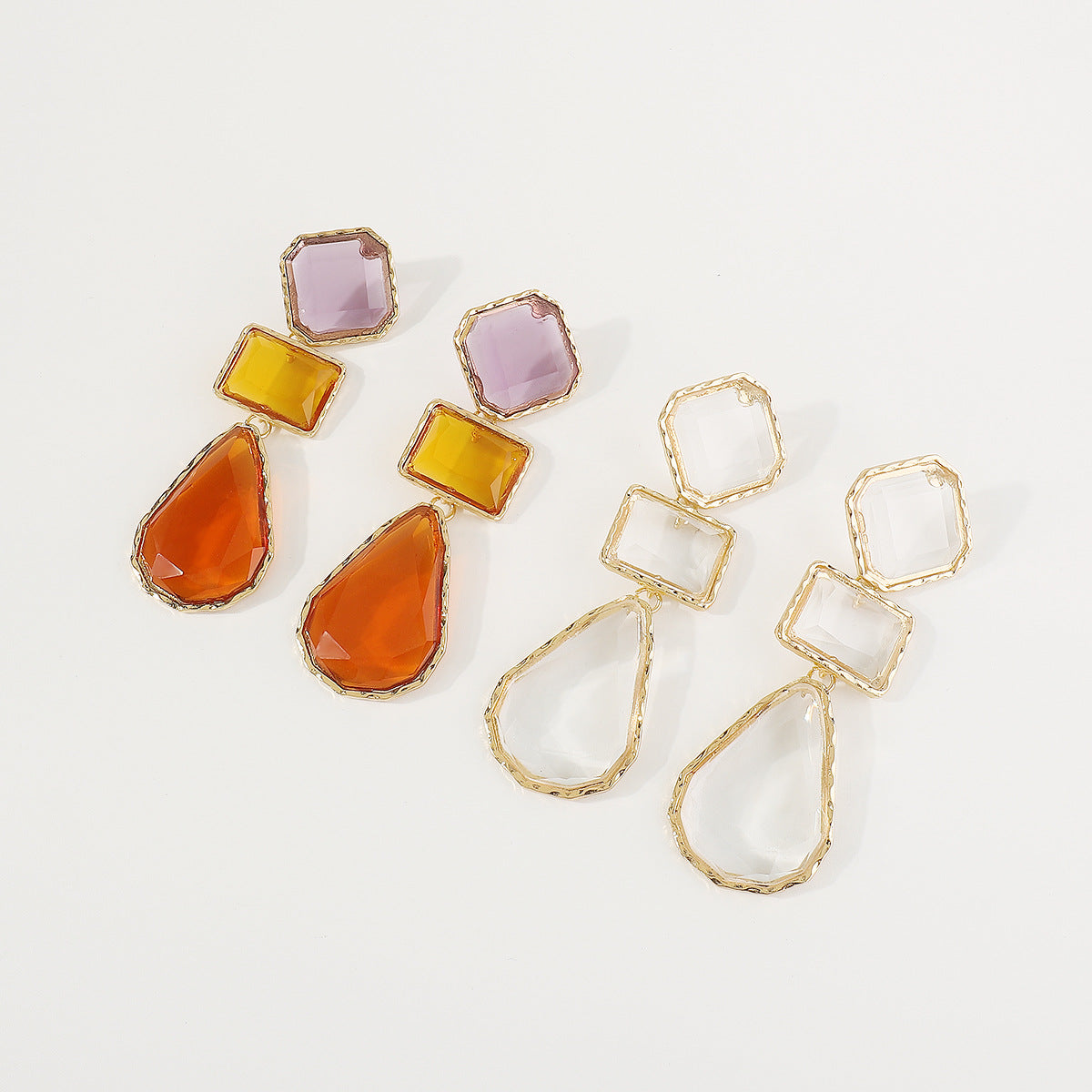 Trendy Accessories ZA Personality Fashion Exaggerated Geometric Resin Colorful Earrings Necklace