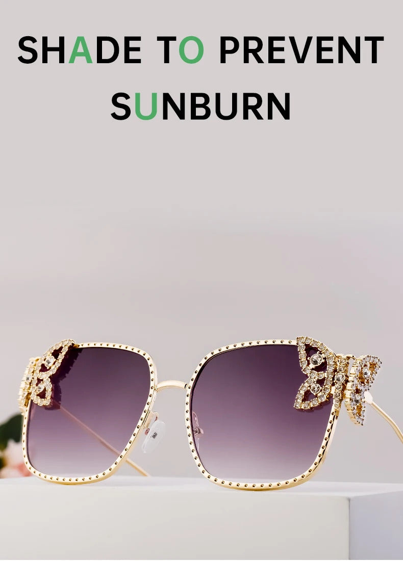Oversized Square Sunglasses Women Rhinestone Butterfly Frame Sun Glasses 2025 Luxury Brand UV400 Protection Eyewear For Ladies