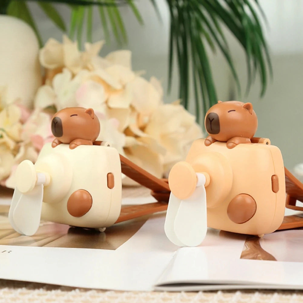 Mini Electric Fans Rechargeable Capybara Shaped Wrist Fan Kawaii Carpincho Foldable Design for Daily Use Outdoor Essentials