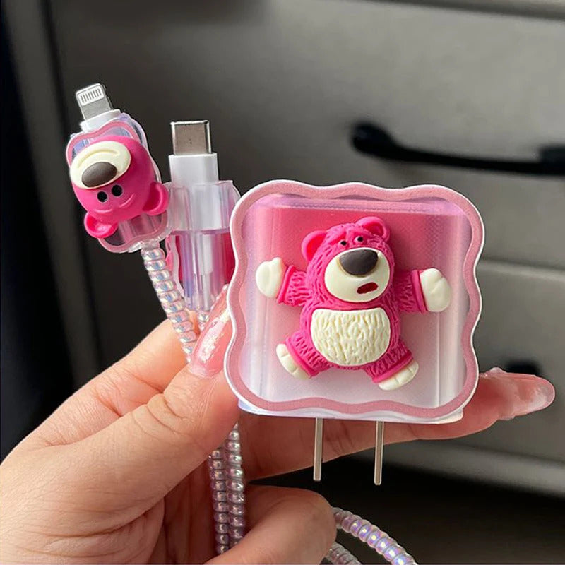 3D New Cable Charger Protection Case For IPhone 15 14 13 Pro Max 18W 20W Original Charger Cable Data Line Wire Spiral Protector