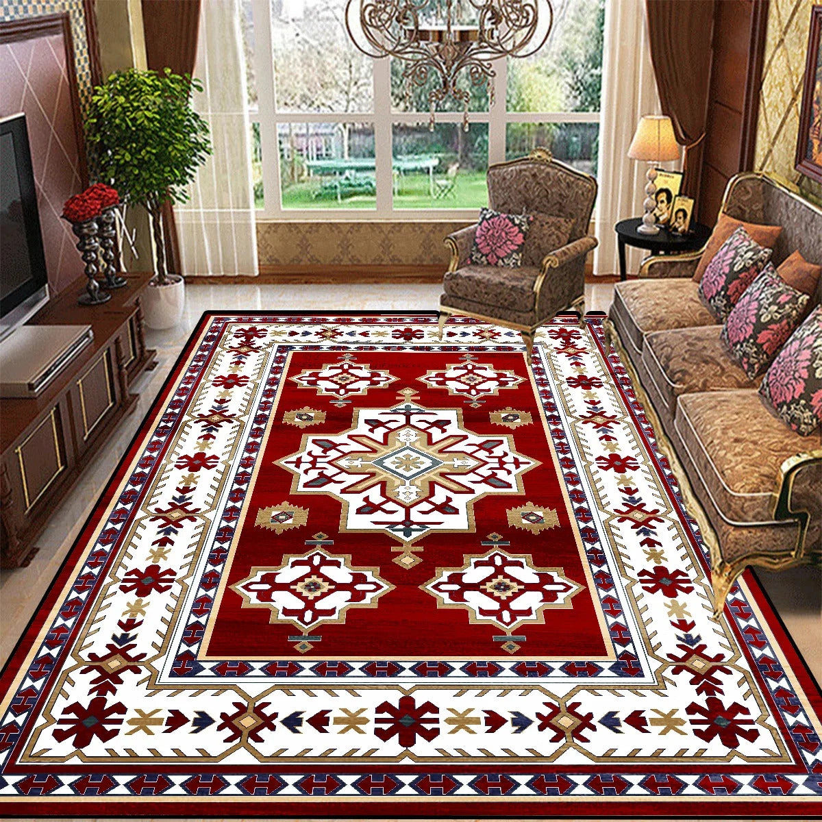 Vintage Bohemian High-end Luxury Carpet Retro Türkiye Persian Style Large Rug Classical Non Slip Washable Living Roon Floor Mat