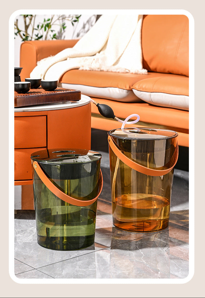 Tea Bucket Office Large Capacity with Strainer Dry Wet Separation Household Table round Portable Transparent Tea Residue Barrel