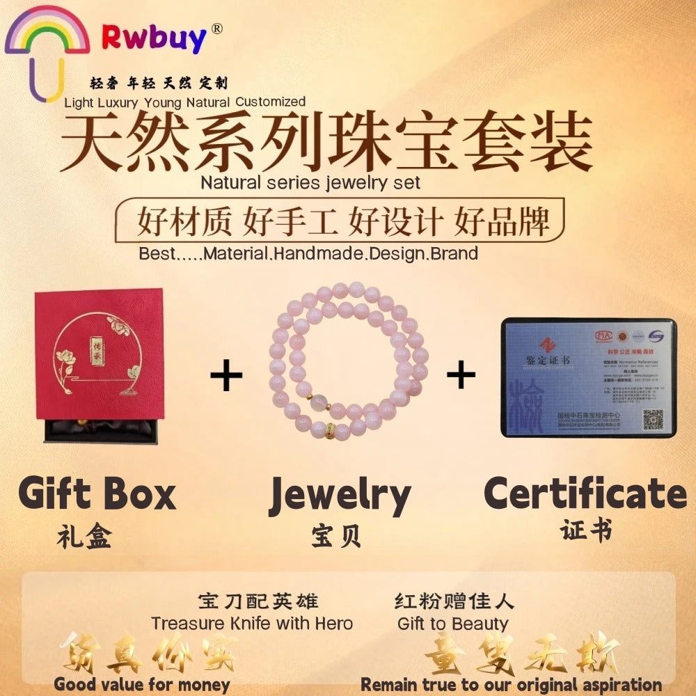 Natural Pink Crystal Double Loop Bracelet 8mm Simple Bracelet with Authentic Protection for Natural Rwbuy Brand Jewelry