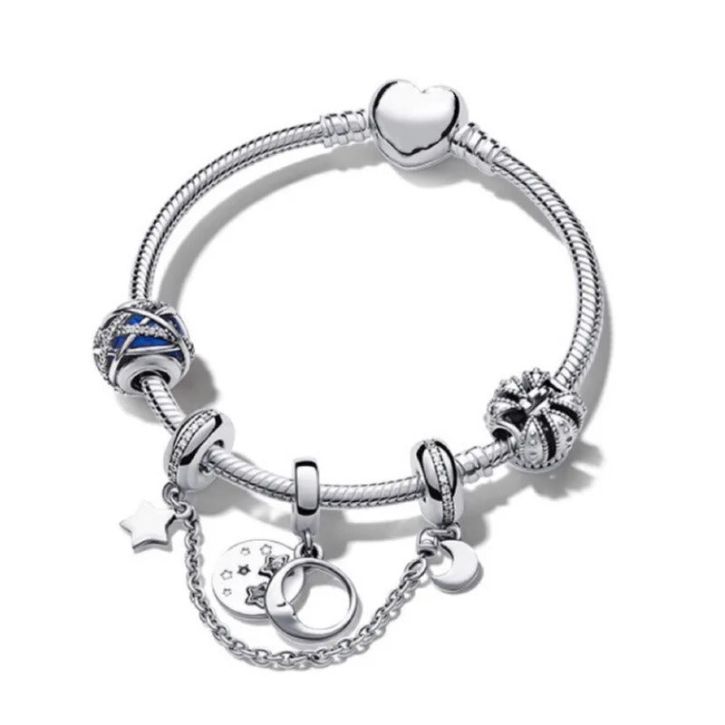 Luxurious 100%925 sterling silver original cute animal charm bead DIY set bracelet, high-end birthday gift jewelry for women