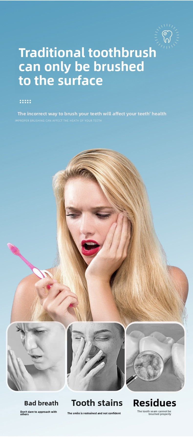 S-type vertical brush toothbrush adult male and female shaped soft fur tongue moss cleaning gums