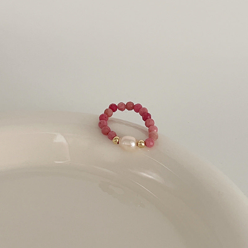 Color Crystal Beaded Ring Niche Design High-grade Finger Ring Light Luxury Elegant All-match Ring Accessories