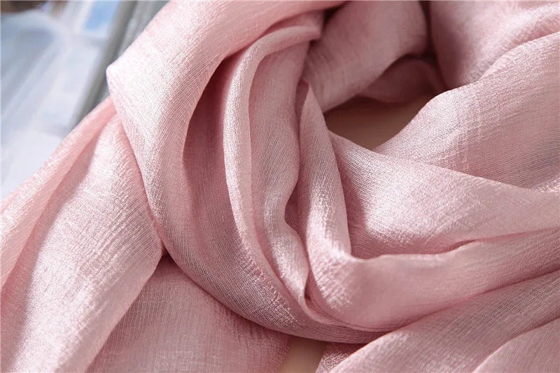2023 Luxury Brand Women Fashion Scarf Plain Solid Silk Linen Shawls Scarves Summer Lady Bandanas Pashmina Foulard Hijab 180*90Cm