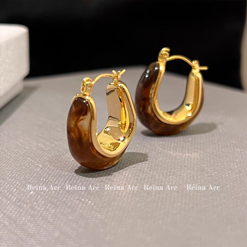 Maillard Earrings Earrings Brown Niche Design High-grade Ring Earrings Light Luxury Summer