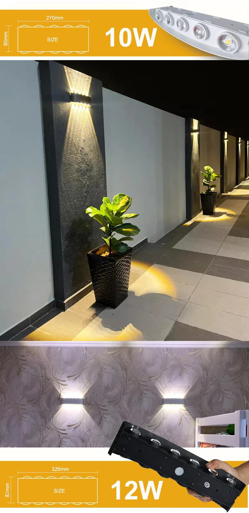 Aluminum LED Wall Lamp Waterproof IP65 interior wall light Up and Down Outdoor Garden Lights Bedroom Living Room Stairs Lighting