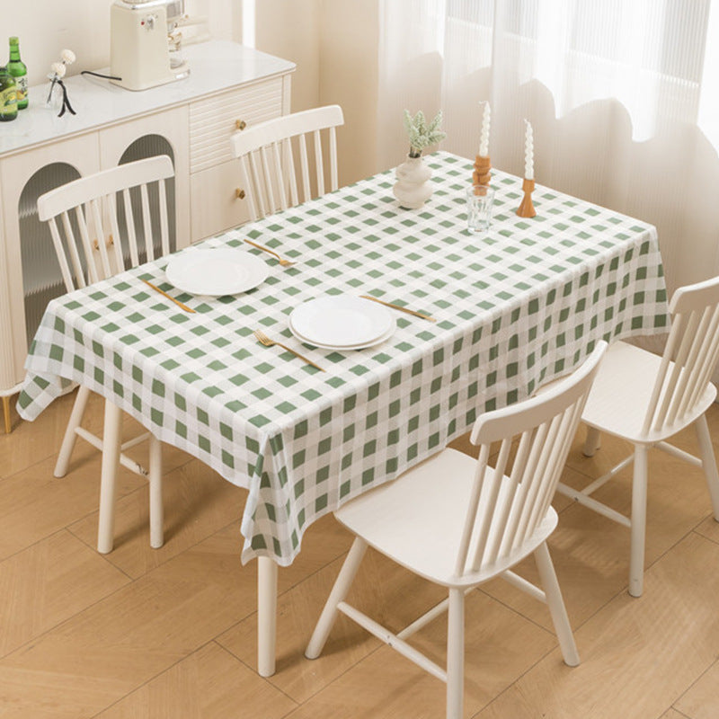 Nordic Style Warm High Temperature Resistant Tablecloth Ins Tablecloth Waterproof Oil-Proof Disposable High-Grade PVC Plaid Dining Table Cloth Liner
