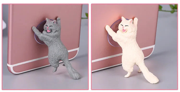 Cute Cat Phone Holder Tablets Desk Sucker Support Resin Mobile Phone Stand Holder Sucker Design Animal Holder for Smartphone