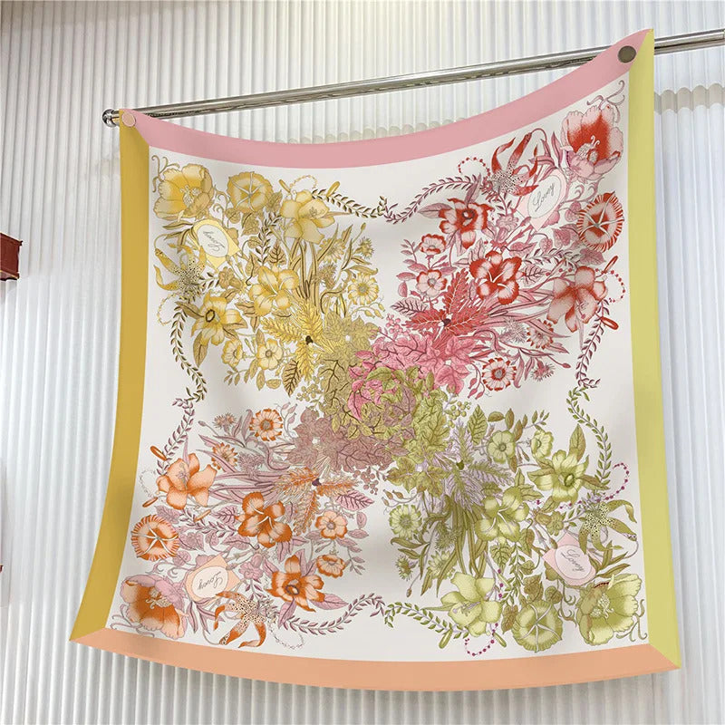 New Year Gift 90cm Large Square Scarf Scarf Women'S Scarves Spring And Autumn Style Fashion Shawl European American Twill Print