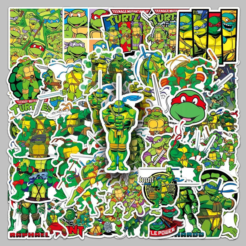 52Pcs/set Ninja Turtles TMNT Anime Stickers Kawaii Cartoon Cute Aesthetic Decal Decoration Laptop Motorcycle Luggage Car Sticker