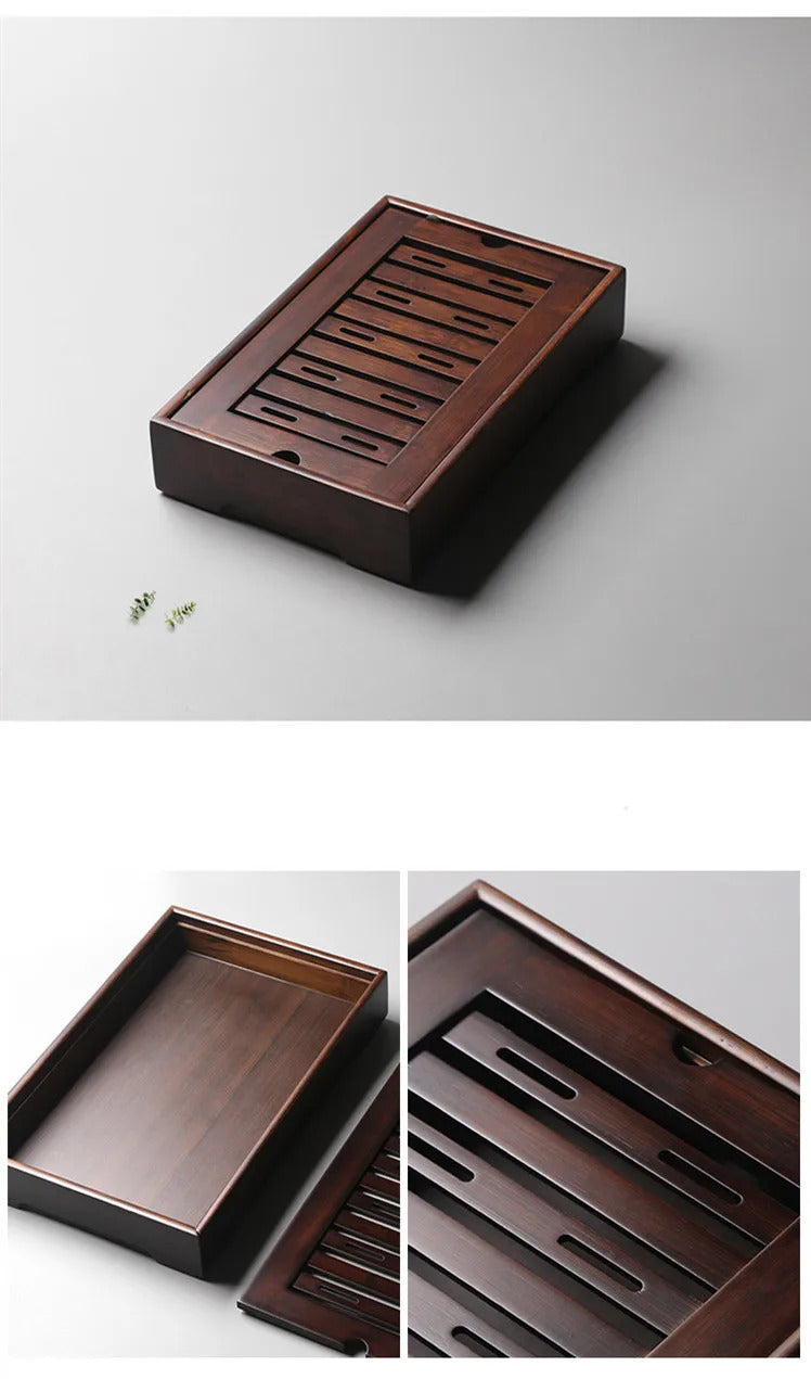 Large Capacity Water Storage Bamboo Tray Delicate Round Tea Board Chinese Tea Set Trays Decorative Traditional Tea Accessories