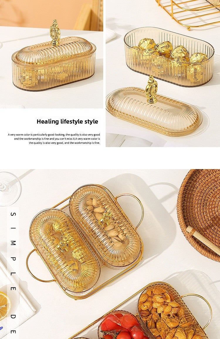 Living Room Household Coffee Table Nut Plate Oval Dish Compartment Plate Snack Plate Dessert Plate Nut Plate Candy Plate