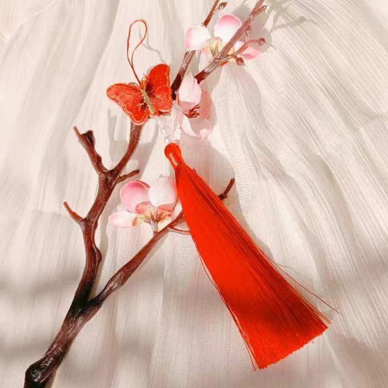 Ancient Style New 22-Color Embroidery Butterfly Tassel Hanfu Horse-Face Skirt National Style Children's Clothing Small Tassel Decorative Pendant