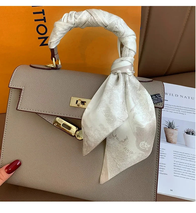 Spring high-end letter headband, tied hair ribbon, silk scarf, women's retro decoration, tied bag, ribbon accessories