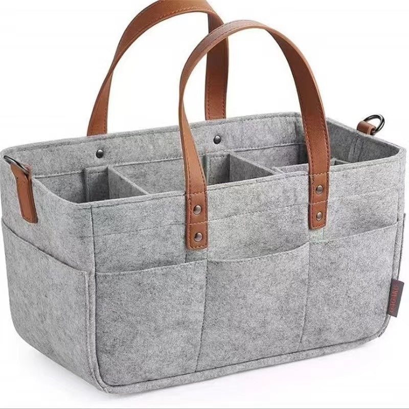 Felt Bag Cross-Border Large Capacity Maternal and Child Supplies Storage Bag Foldable Handbag for Going out Felt Baby Diapers Bag