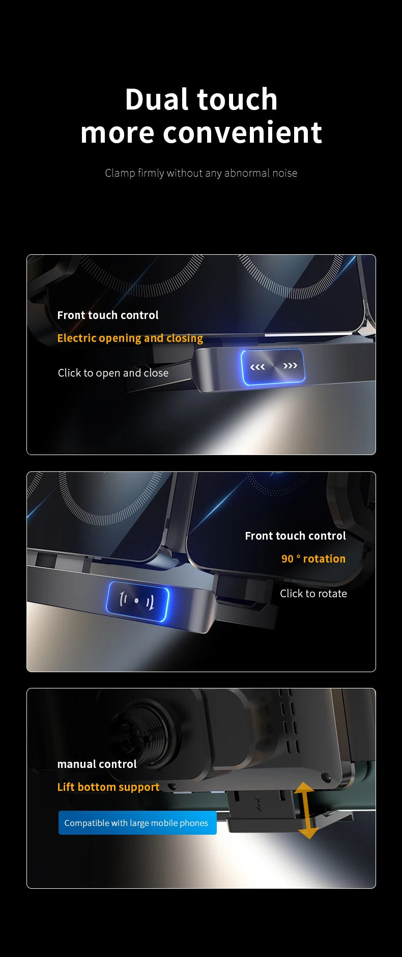 New 15W Wireless Fast Car Charger Mount Gravity Car Phone Holder For Samsung Automatic Rotating Universal Phone Charging Stand