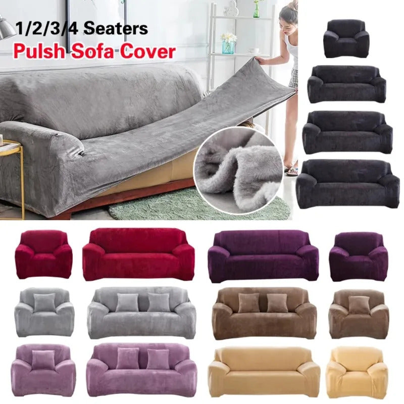 Velvet Sofa Cover Thick Elastic 1/2/3/4 Seater Sofa Cover for Living Room Velvet Plush L Shaped Corner Sofa Cover Couch Cover