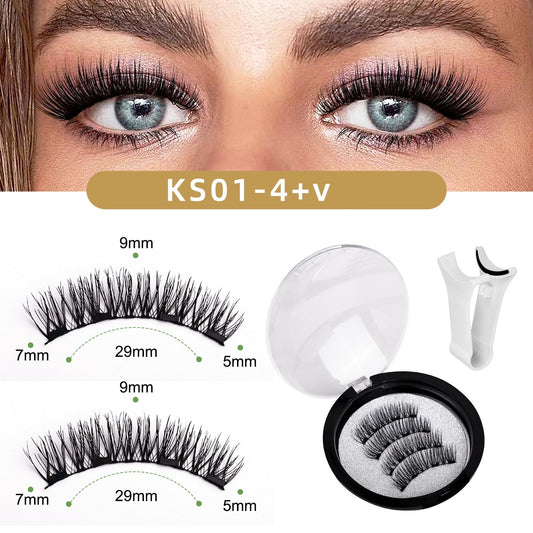 Foreign Trade Hot-Selling Magnetic False Eyelash Set 3D Magnetic Eyelashes No Glue No Removal Magnetic False Eyelashes Factory Direct