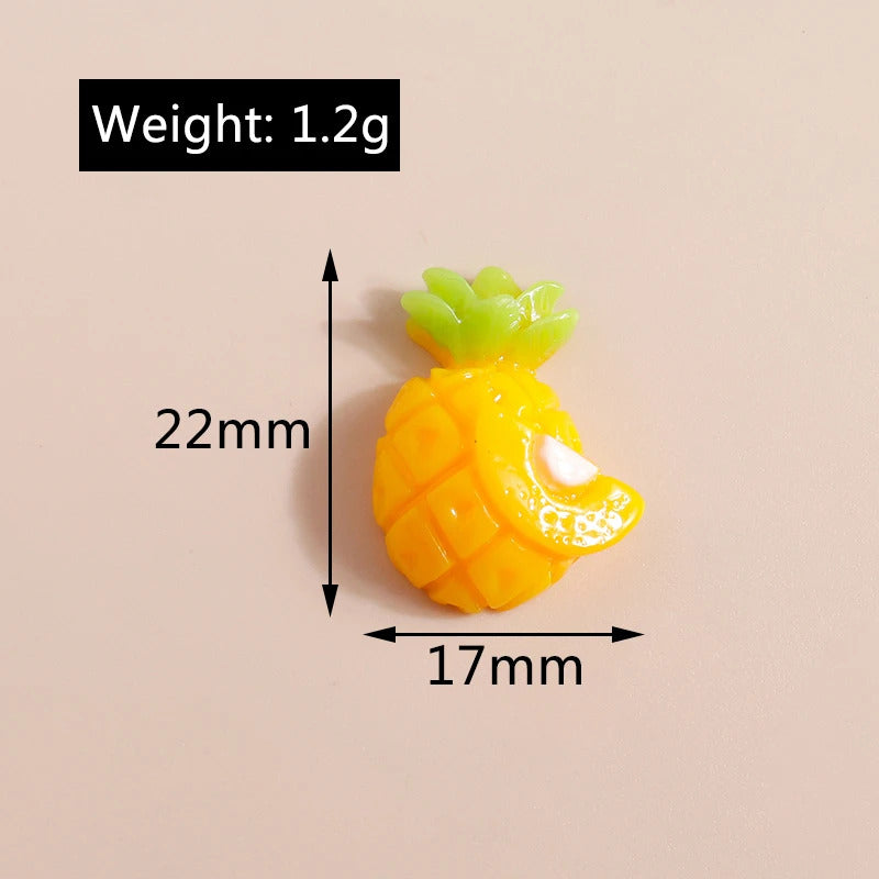 10pcs Mix Cute Mini Fruit Charms Pear Cherry Pineapple Peach Avocado Flat Back Resin Cabochons Scrapbook DIY Jewelry Accessories