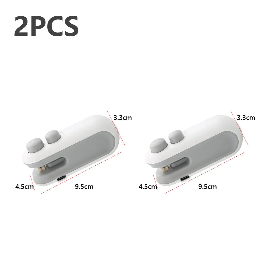 2pcs Mini Sealing Machine USB Rechargeable Heat Sealer Plastic Bag Heat Sealer for Home Travel 2 In 1Multi-function Kitchen Tool