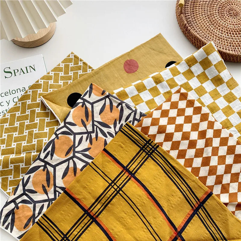 Cotton Linen 55cm Square Scarf Women Kerchief Flower Print Geometric Neckerchief Scarves  Headwrap Bandanas Hairband Headbands