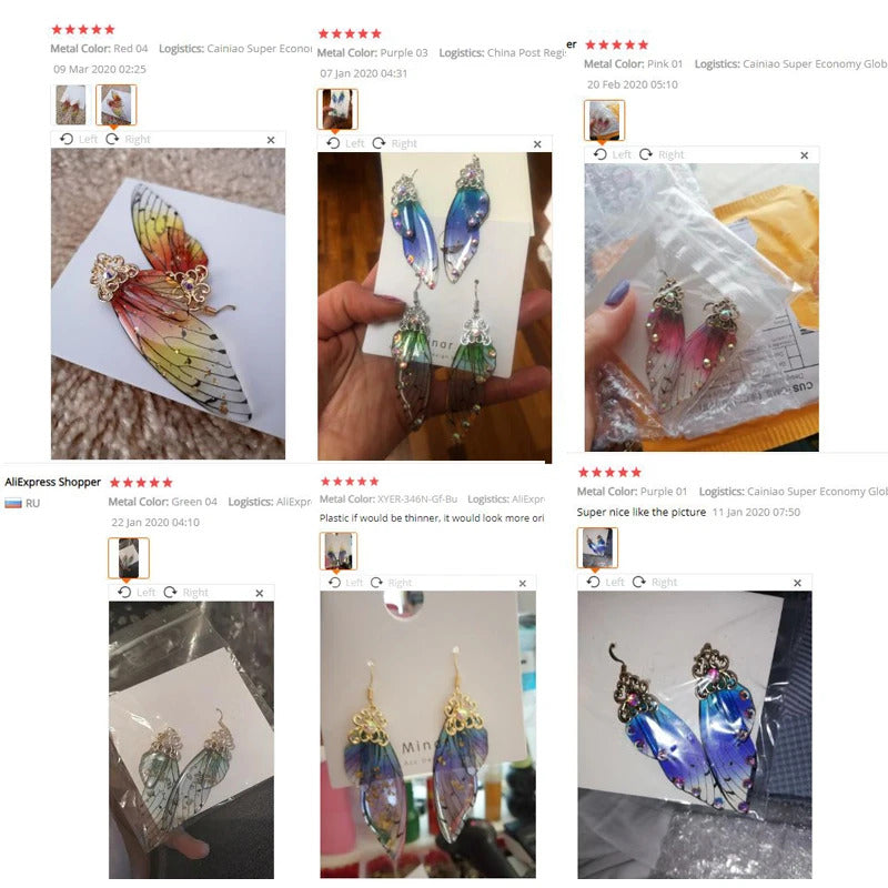 New Demon Slayer Butterfly Wing Earrings Kimetsu no Yaiba Kochou Shinobu Earring Ear Clip Anime Cosplay Props Women Girl Jewelry