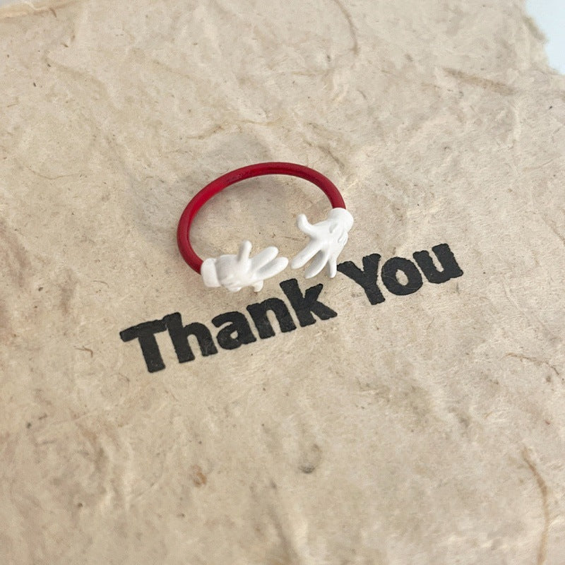 Cute Cartoon Funny Mickey Ring for Girls Fashionable Unique Niche Index Finger Ring Minimalist Style Simple Open Ring