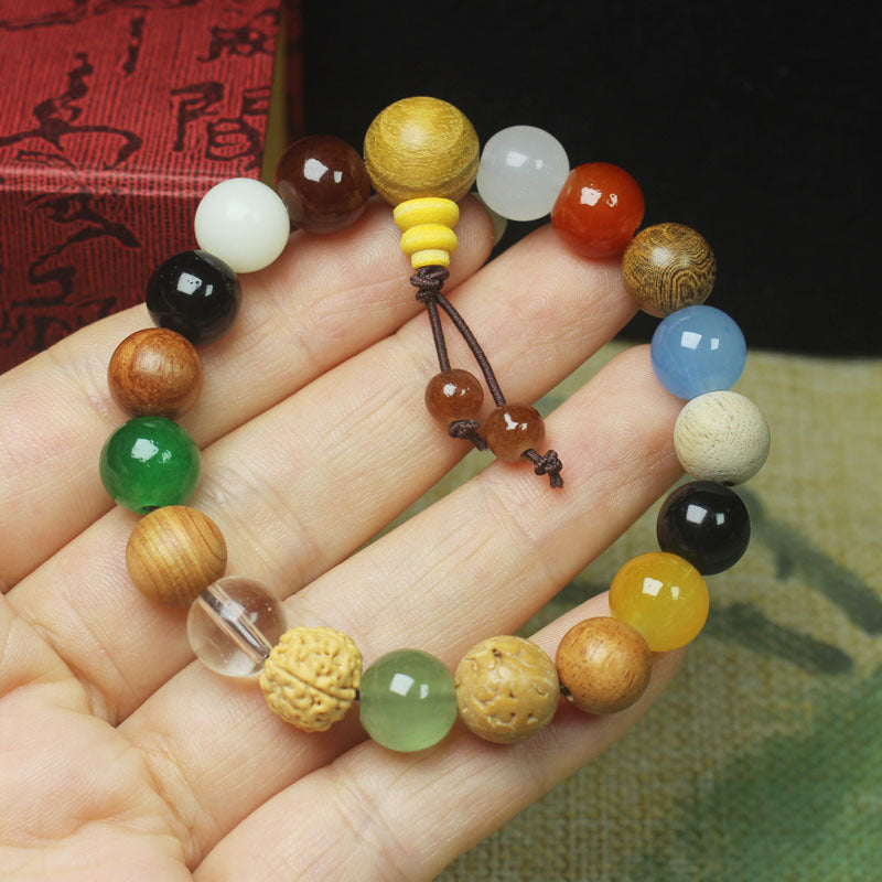Lingyin New Eighteen Seeds Bodhi Bracelet for Men and Women Couples Bracelet Eighteen Seeds Buddha Beads 18 Seeds Multi-Treasure Bodhi