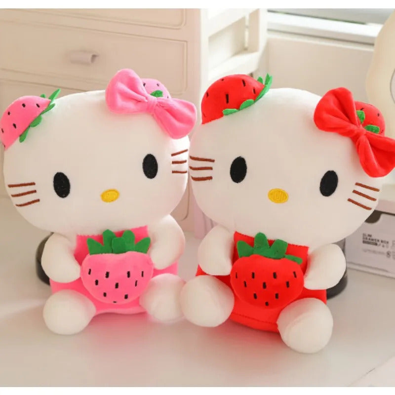 22cm Sanrio KT Cat Plush Toys Kawaii Strawberry KT Cat Plush Doll Home Decor Plushie Toy Girl Birthday Gift